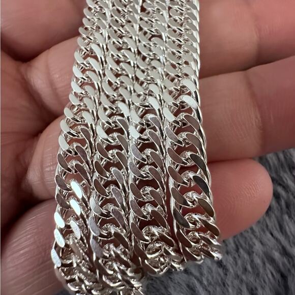 925 Sterling Silver cuban link necklace 20inches 6MM link women and men plated - Picture 1 of 4